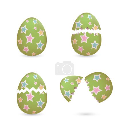 Photo for Cracked easter eggs painted with stars set - Royalty Free Image
