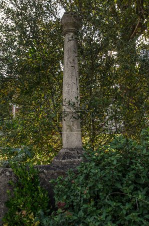 Foto de Vista a través de la maleza de la monumental fuente de agua erigida como monumento al Jubileo de Diamante de la Reina Victoria en el pueblo de Aldermaston, Berkshire. - Imagen libre de derechos