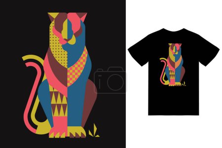 Ilustración de Tiger color illustration with t shirt design premium vector - Imagen libre de derechos
