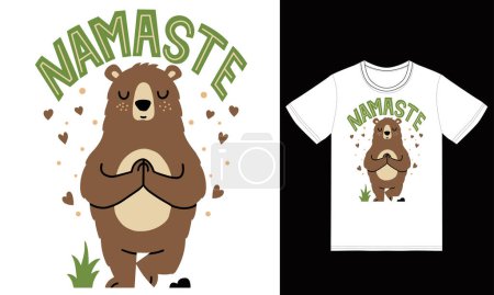 Ilustración de Linda ilustración de yoga oso con diseño de camiseta vector premium - Imagen libre de derechos