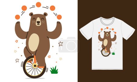 Ilustración de Linda ilustración de oso de circo con diseño de camiseta vector premium - Imagen libre de derechos