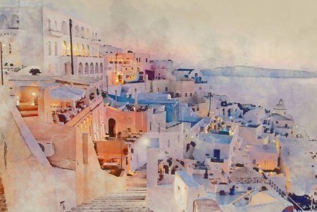 Photo for Illustration of Santorini architecture, Greece - Royalty Free Image