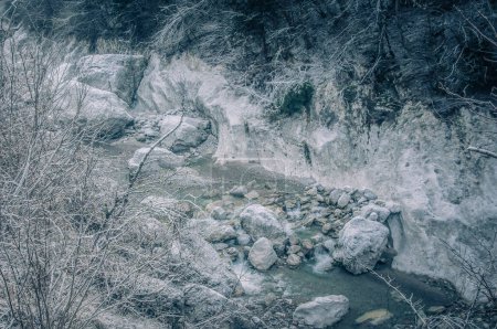 Téléchargez les photos : Beautiful landscape with river in winter - en image libre de droit
