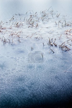 Foto de Agua helada, figuras en el hielo, lago helado, agua helada, círculos en el hielo - Imagen libre de derechos