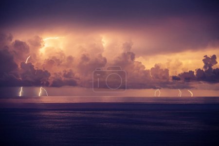 Photo for Lightning storm on the sea - Royalty Free Image