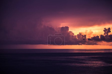 Photo for Heavy rain on the sea, lightning storm on the sea - Royalty Free Image