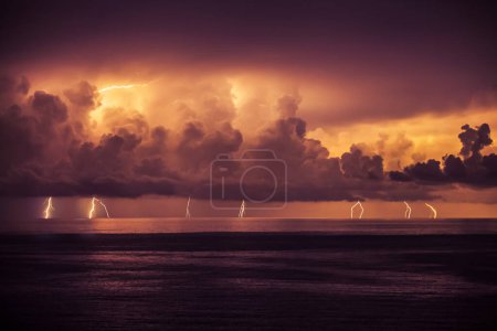 Photo for Lightning storm on the sea - Royalty Free Image