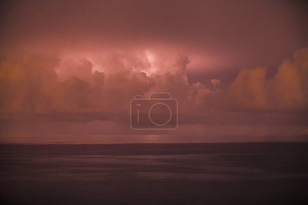Photo for Heavy rain on the sea, lightning storm on the sea - Royalty Free Image