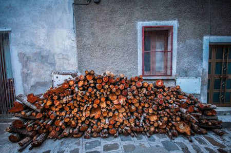 wooden logs in the old town