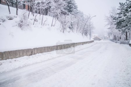 Photo for Icy road, dangerous road, winter landscape - Royalty Free Image