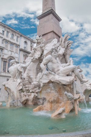 Photo for Piazza navona fountain of the 4 rivers, Bernini fountain - Royalty Free Image