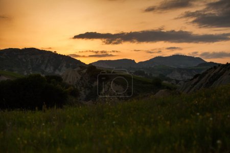 Photo for Sunset badlands in the Aliano hills Basilicata - Royalty Free Image