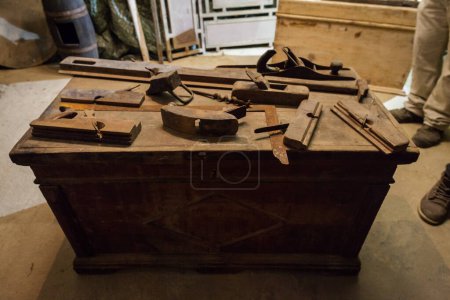 Photo for Ancient carpenter's tools on table - Royalty Free Image