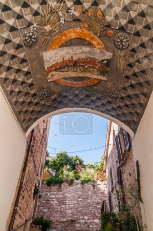 Photo for Stone arches in the historic center of a medieval city - Royalty Free Image