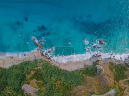 Photo for Aerial photo of the cliff of Tropea, and transparent blue water - Royalty Free Image