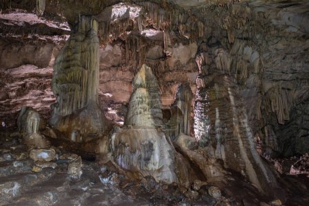 Photo for Stalactites and stalagmites in the central chamber of the cave - Royalty Free Image