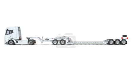 Photo for Truck with Lowboy Flatbed Trailer 3D rendering - Royalty Free Image