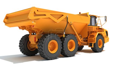 Mining Dump Truck heavy construction machinery 3D rendering model on white background
