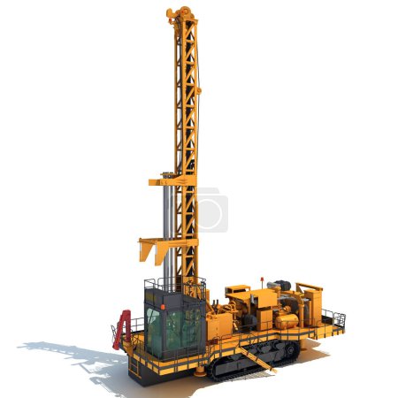 Photo for Drilling Rig heavy construction machinery 3D rendering model on white background - Royalty Free Image