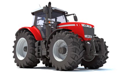 Téléchargez les photos : Rendu 3D de Farm Tractor sur fond blanc - en image libre de droit