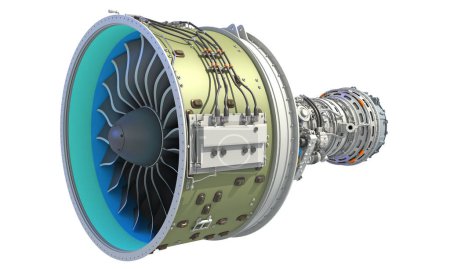 Photo for Turbofan Aircraft Engine 3D rendering model on white background - Royalty Free Image