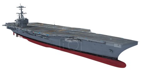 Nave portaaviones nave militar nave modelo de renderizado 3D sobre fondo blanco