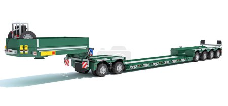Photo for Low Loader Trailer 3D rendering model on white background - Royalty Free Image