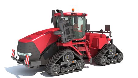 Téléchargez les photos : Tracé tracteur agricole articulé modèle de rendu 3D sur fond blanc - en image libre de droit