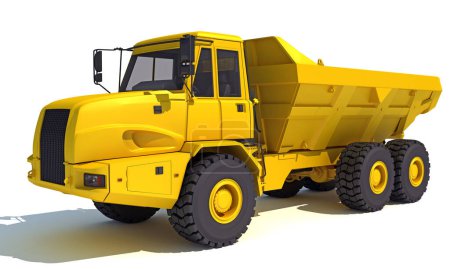 Téléchargez les photos : Camion à benne basculante modèle de rendu 3D machinerie de construction lourde sur fond blanc - en image libre de droit