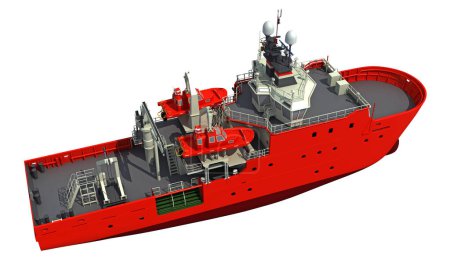 Response and Rescue Ship 3D rendering model vessel on white background