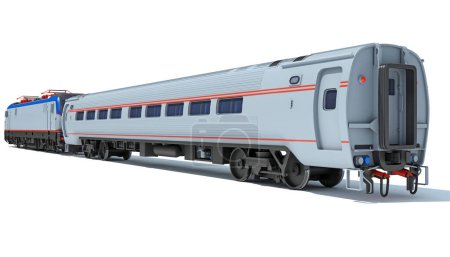 Téléchargez les photos : Train de locomotives modèle de rendu 3D sur fond blanc - en image libre de droit