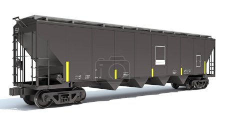 Téléchargez les photos : Railroad Hopper Car modèle de rendu 3D sur fond blanc - en image libre de droit