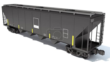 Téléchargez les photos : Railroad Hopper Car modèle de rendu 3D sur fond blanc - en image libre de droit