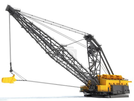 Foto de Dragline Excavadora maquinaria de construcción pesada Modelo de renderizado 3D sobre fondo blanco - Imagen libre de derechos