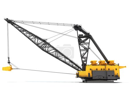 Foto de Dragline Excavadora maquinaria de construcción pesada Modelo de renderizado 3D sobre fondo blanco - Imagen libre de derechos