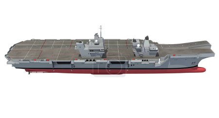 Photo for Aircraft Carrier military vessel 3D rendering model ship on white background - Royalty Free Image