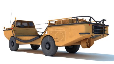 Téléchargez les photos : Modèle de rendu 3D de véhicule amphibie sur fond blanc - en image libre de droit