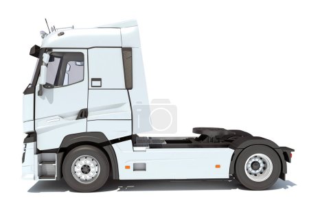 Téléchargez les photos : Semi Truck modèle de rendu 3D sur fond blanc - en image libre de droit