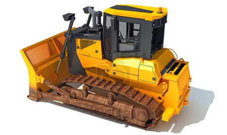 Photo for Dozer heavy construction machinery 3D rendering model on white background - Royalty Free Image