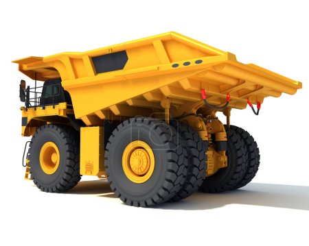 Téléchargez les photos : Mining Dump Truck machinerie de construction lourde modèle de rendu 3D sur fond blanc - en image libre de droit