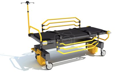 Téléchargez les photos : Modèle de rendu 3D de chariot de civière médicale sur fond blanc - en image libre de droit