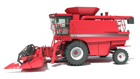 Téléchargez les photos : Combiner l "équipement agricole Harvester modèle de rendu 3D sur fond blanc - en image libre de droit