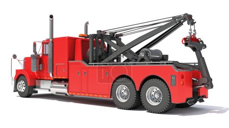 Téléchargez les photos : Service de récupération Modèle de rendu 3D de camion remorque sur fond blanc - en image libre de droit