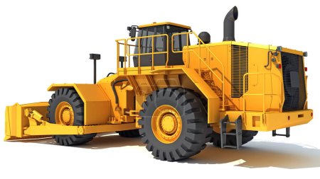Photo for Wheel Dozer heavy construction machinery 3D rendering model on white background - Royalty Free Image