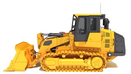 Photo for Dozer heavy construction machinery 3D rendering model on white background - Royalty Free Image