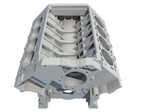Téléchargez les photos : Modèle de rendu 3D de tête de cylindre de moteur de la voiture V8 sur fond blanc - en image libre de droit