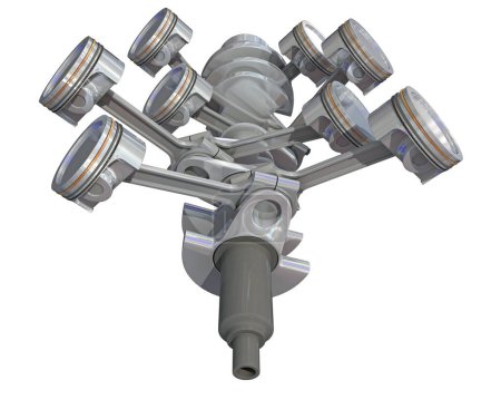 Foto de Cilindros de motor V8 Modelo de renderizado 3D sobre fondo blanco - Imagen libre de derechos