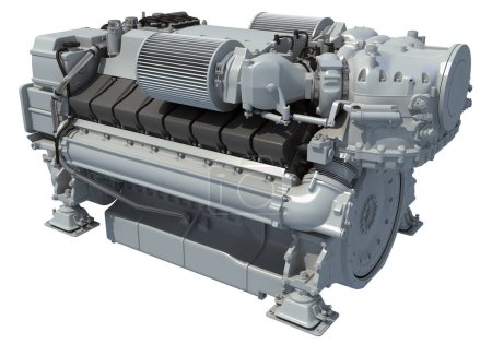 Photo for V16 Yacht and Ship Engine 3D rendering model - Royalty Free Image