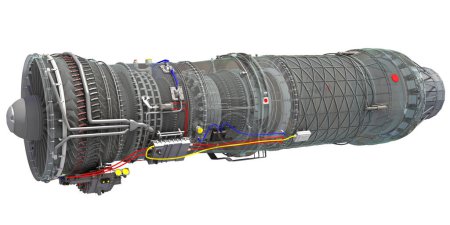 Photo for Supersonic Afterburning Turbofan Engine 3D rendering model - Royalty Free Image