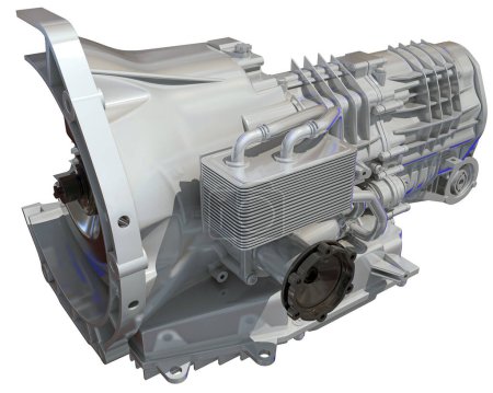 Photo for Car Transmission Cutaway 3D rendering model on white background - Royalty Free Image
